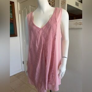 One World Pink Sleeveless Embroidered Tank Top Size XL